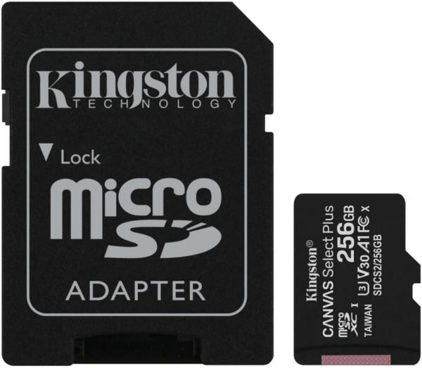 Карта памет MicroSD Kingston Canvas Select Plus, 256GB, 100MB/s, С адаптер